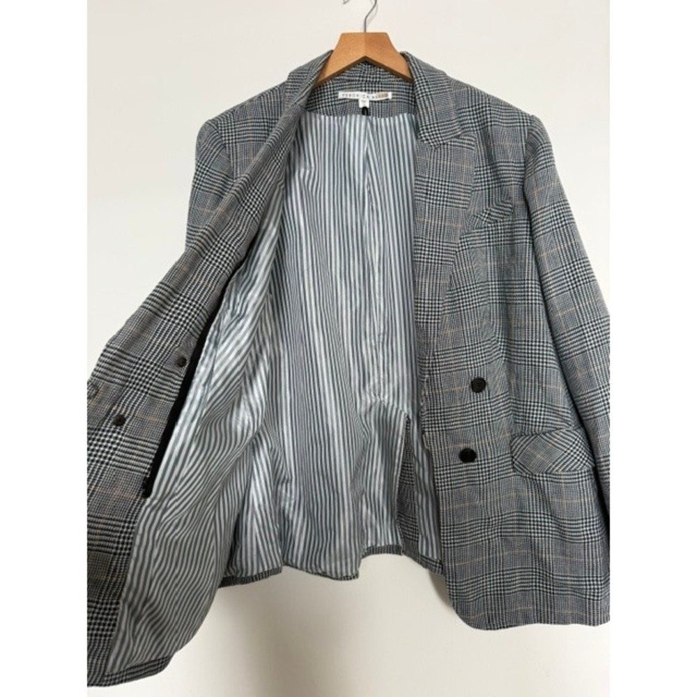 Veronica Beard Miller Dickey Blazer | Grey & Navy Glenplaid | RARE Size 18 - Picture 7 of 14
